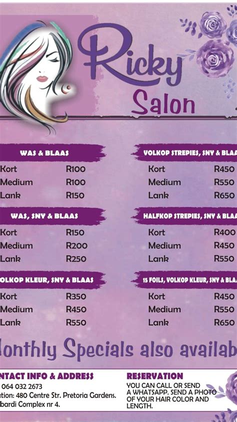 ricky reyes salon price list 2023|RICKY REYES HAIR SALON .